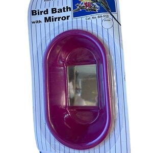 Penn Plax Bird Bath Toy Plastic Bottom Cage With Mirror Small Birds Pink Color